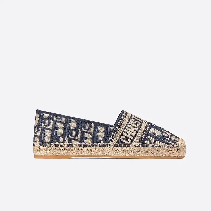 Cheap Cheap Christian Dior Granville Espadrilles Women Oblique Motif Canvas Blue 0131