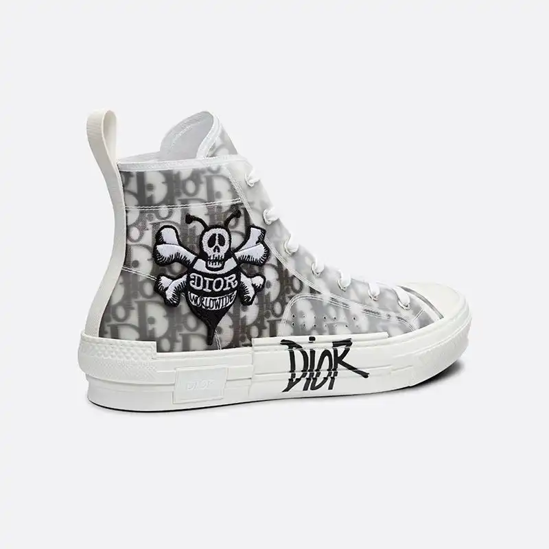 Cheap Cheap Dior B23 High-Top Sneakers Unisex Shawn Bee Oblique Motif Canvas White 0127