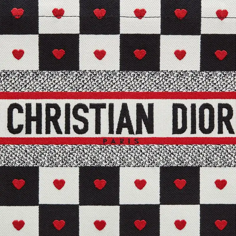 Cheap Cheap Dior Book Tote Dioramour D-Chess Heart Motif Canvas Black White 0130