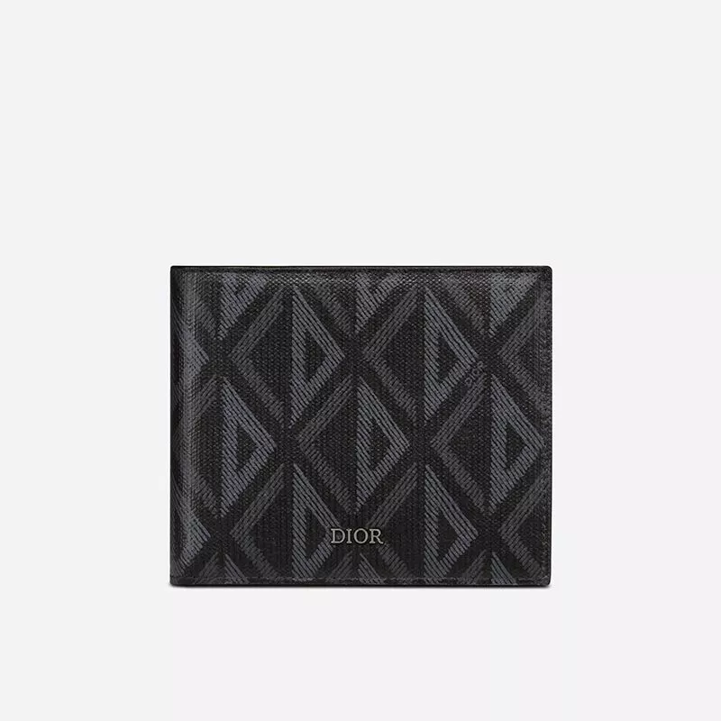 Cheap Dior Bi-Fold Wallet CD Diamond Motif Canvas Black 0119