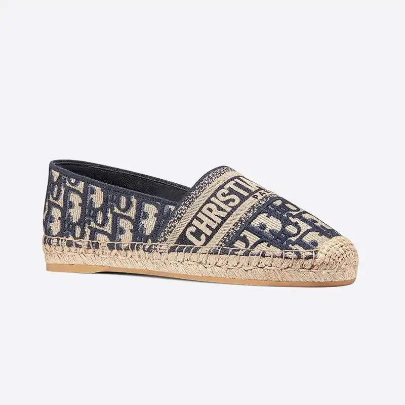 Cheap Christian Dior Granville Espadrilles Women Oblique Motif Canvas Blue 0131