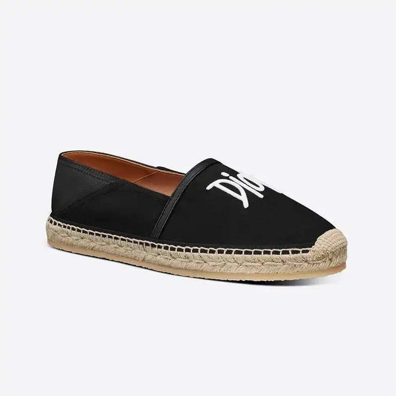 Cheap Cheap Dior Granville Espadrilles Women Shawn Logo Motif Canvas Black 0128