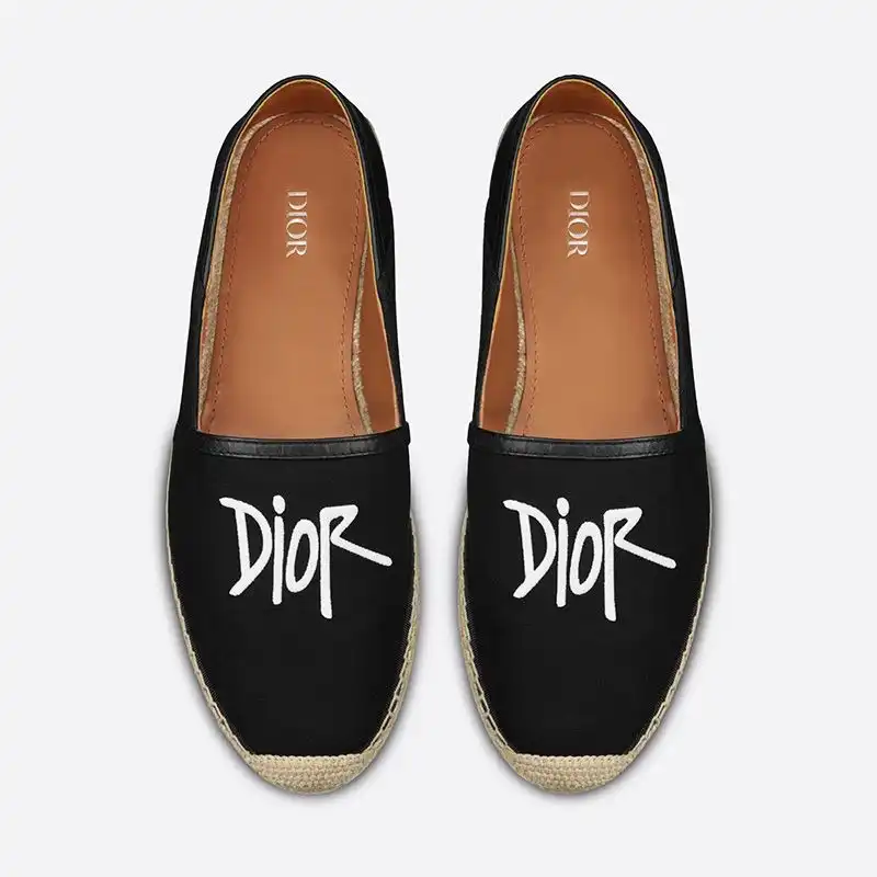 Cheap Cheap Dior Granville Espadrilles Women Shawn Logo Motif Canvas Black 0123