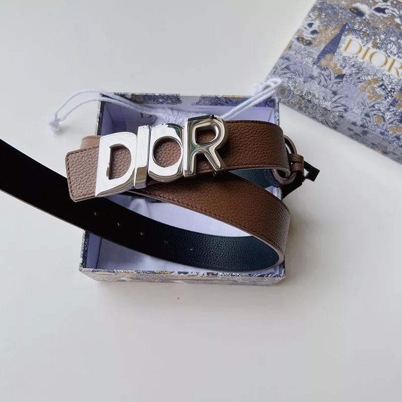 Cheap Cheap Dior Italic Buckle Reversible Belt Grained Calfskin Brown 0120