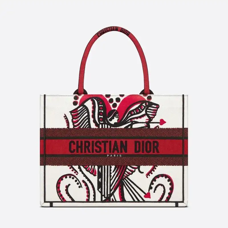 Cheap Dior Book Tote Cupidon Motif Canvas White 0122