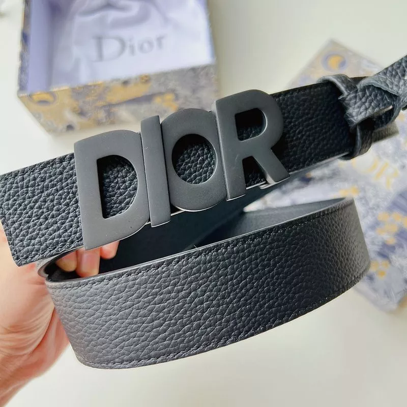 Cheap Dior Italic Buckle Reversible Belt Grained Calfskin Black 0118