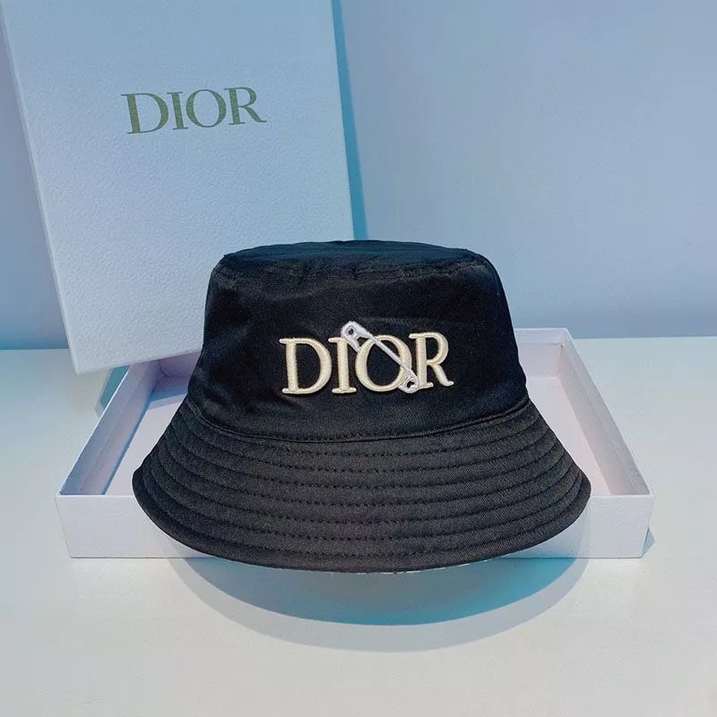 Cheap Dior Reversible Bucket Hat Safety Pin Logo Houndstooth Motif Cotton Black 0120