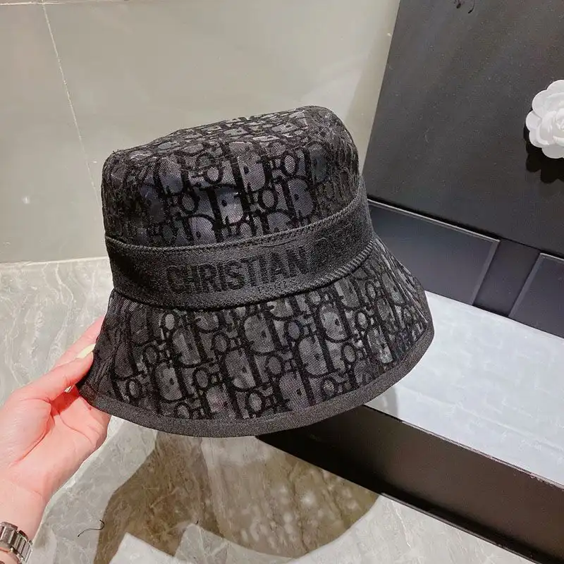 Cheap Cheap Christian Dior Bucket Hat D-Oblique Motif Mesh Black 0124