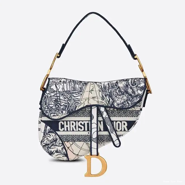 Cheap Cheap Dior Bag the Christian Motif Canvas Around Blue World Saddle 0217