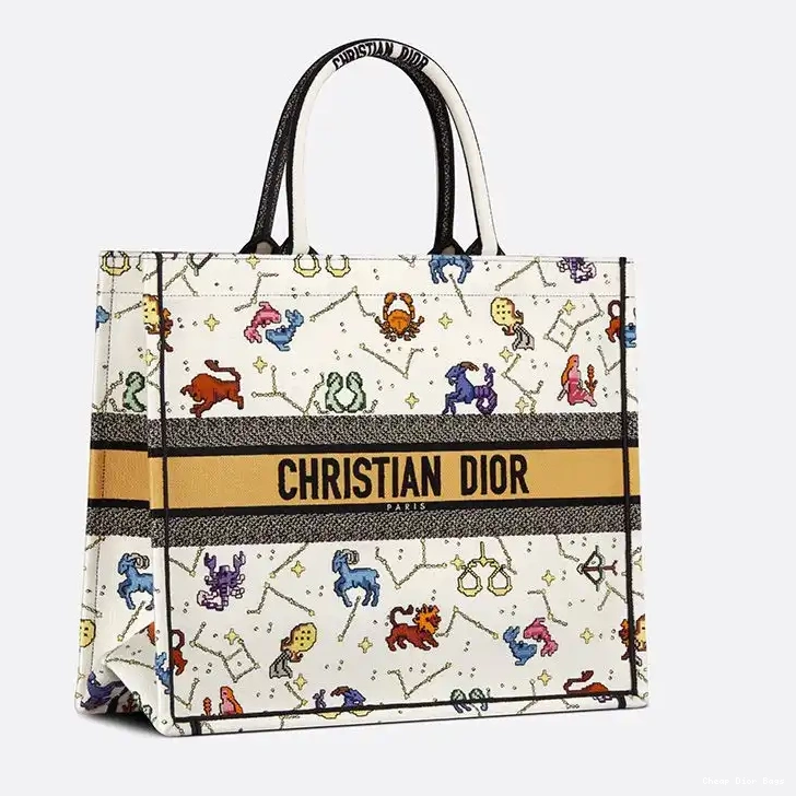 Cheap Cheap Zodiac White Canvas Tote Motif Book Dior Pixel 0210