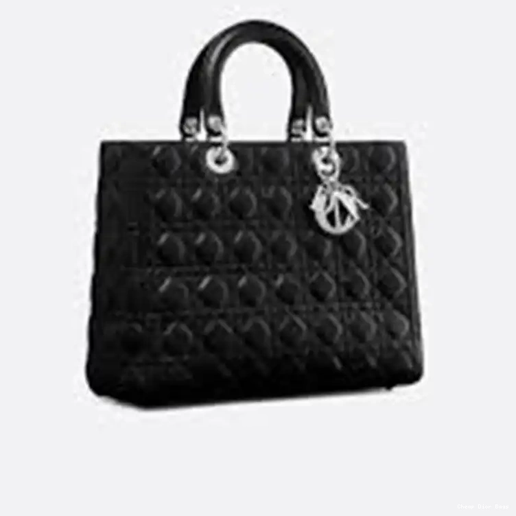 Cheap Cheap Silver Dior Cannage Large Lady Lambskin Bag Black 0208