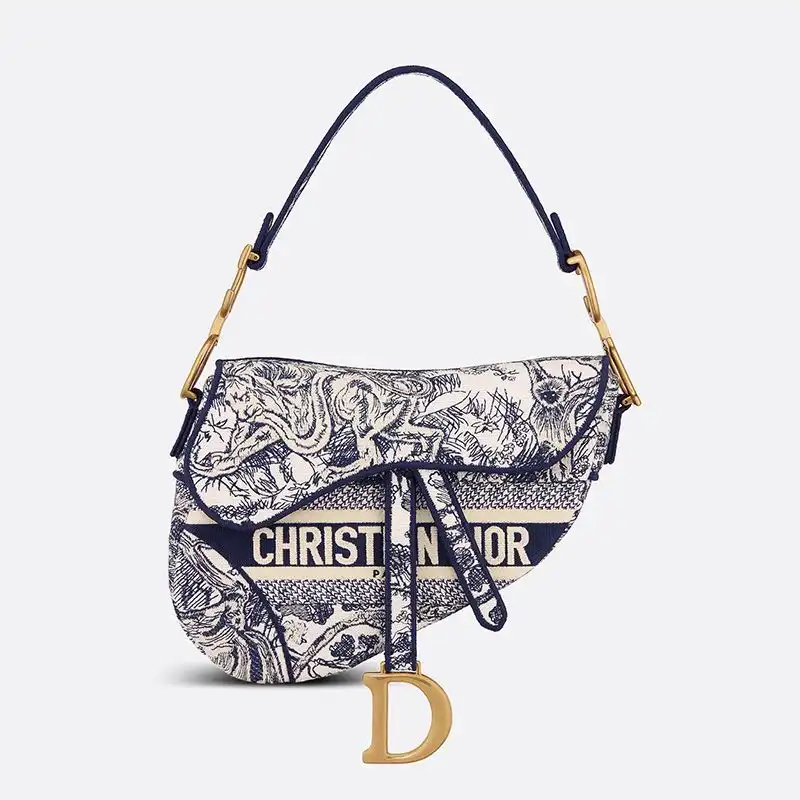 Cheap Cheap Christian Dior Saddle Bag Toile de Jouy Motif Canvas Blue 0204