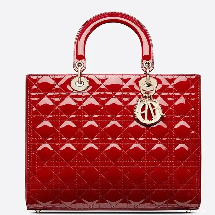 Cheap Cheap Gold Patent Calfskin Large Red Lady Bag Dior Cannage 0223