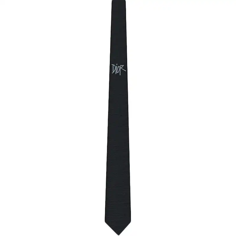 Cheap Cheap Dior Tie Shawn Logo Motif Silk Black 0203