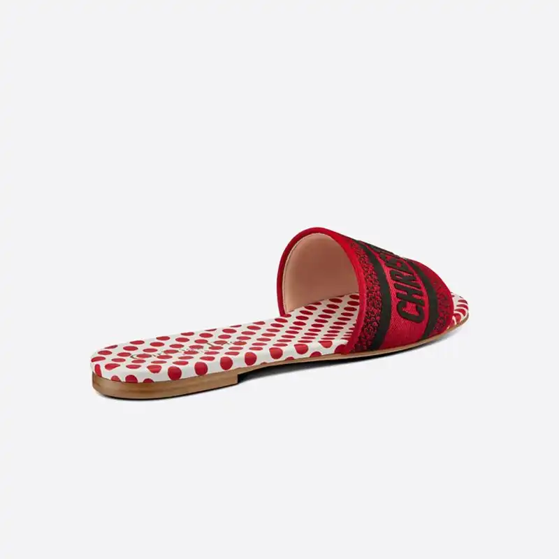 Cheap Cheap Christian Dior Dway Slides Women Dots Motif Canvas Red 0206