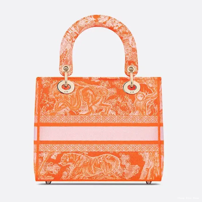 Cheap Cheap de Motif Lady Bag Jouy Canvas Toile D-lite Medium Orange 0218