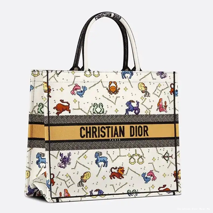 Cheap Cheap White Book Canvas Tote Pixel Zodiac Dior Motif 0222