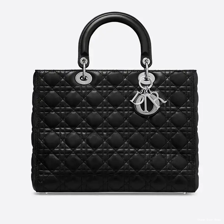 Cheap Cheap Lambskin Cannage Bag Large Dior Lady Black Silver 0219