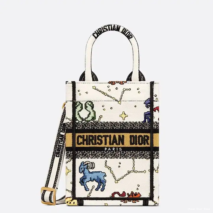 Cheap Cheap Dior Tote Motif Zodiac Pixel Book White Canvas Miniature 0211