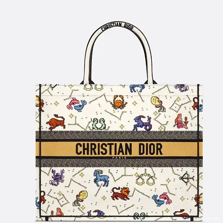 Cheap Cheap Zodiac White Canvas Tote Motif Book Dior Pixel 0210