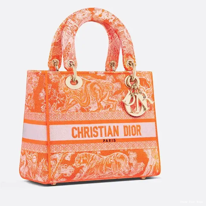 Cheap Cheap de Motif Lady Bag Jouy Canvas Toile D-lite Medium Orange 0218