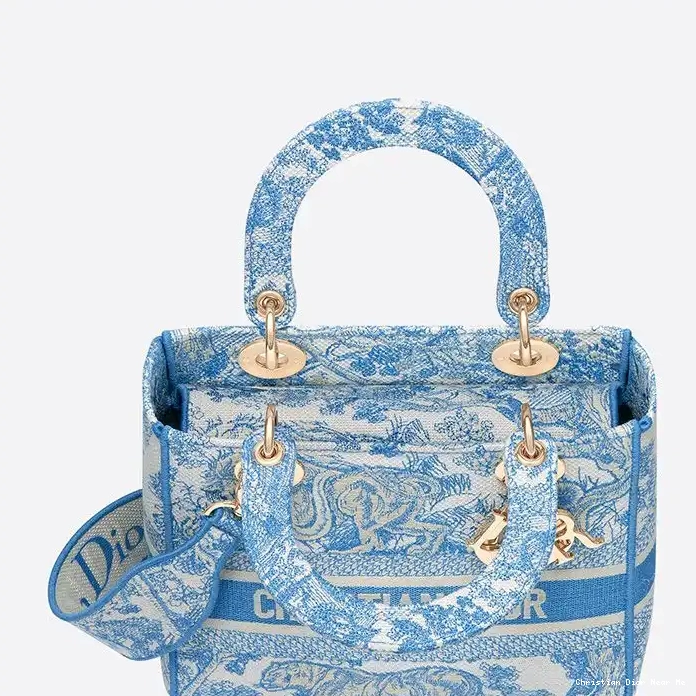 Cheap Cheap Light Toile Blue Bag de Canvas Jouy Lady D-lite Motif Medium 0226