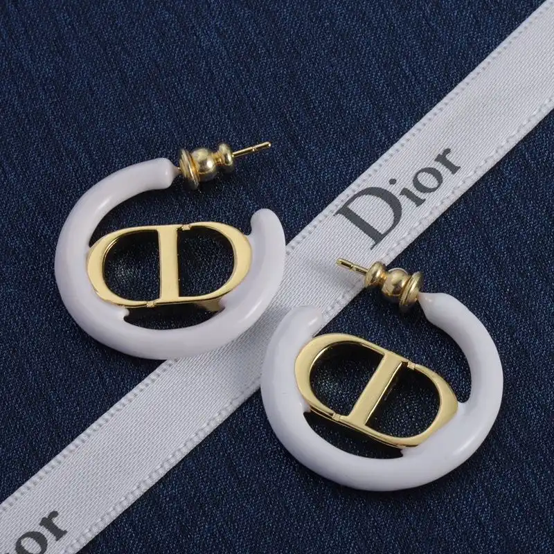 Cheap Dior 30 Montaigne Earrings Metal and Lacquer Gold White 0202