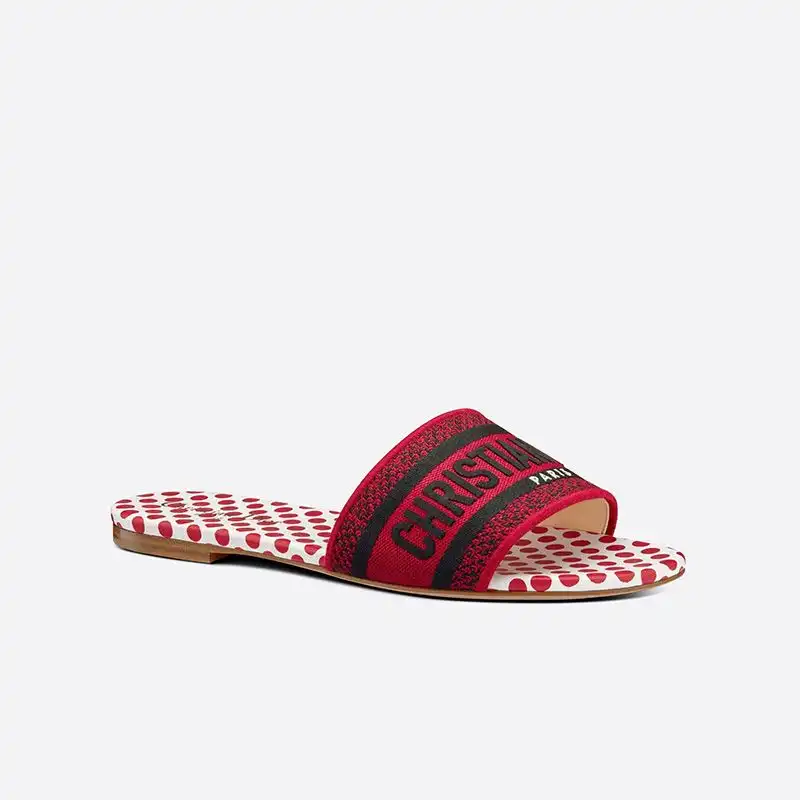 Cheap Cheap Christian Dior Dway Slides Women Dots Motif Canvas Red 0206