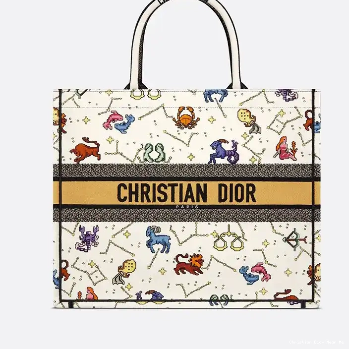 Cheap Cheap White Book Canvas Tote Pixel Zodiac Dior Motif 0222