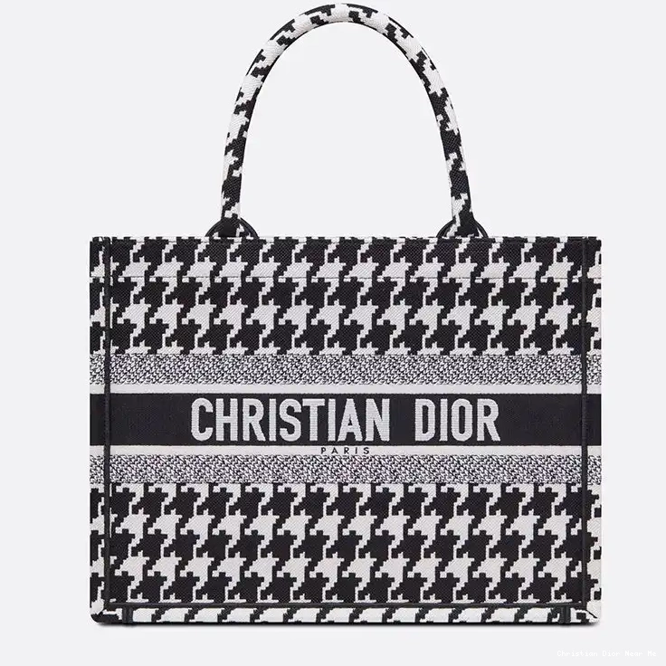 Cheap Cheap Macro Motif Canvas Black Dior Book Tote Houndstooth 0217