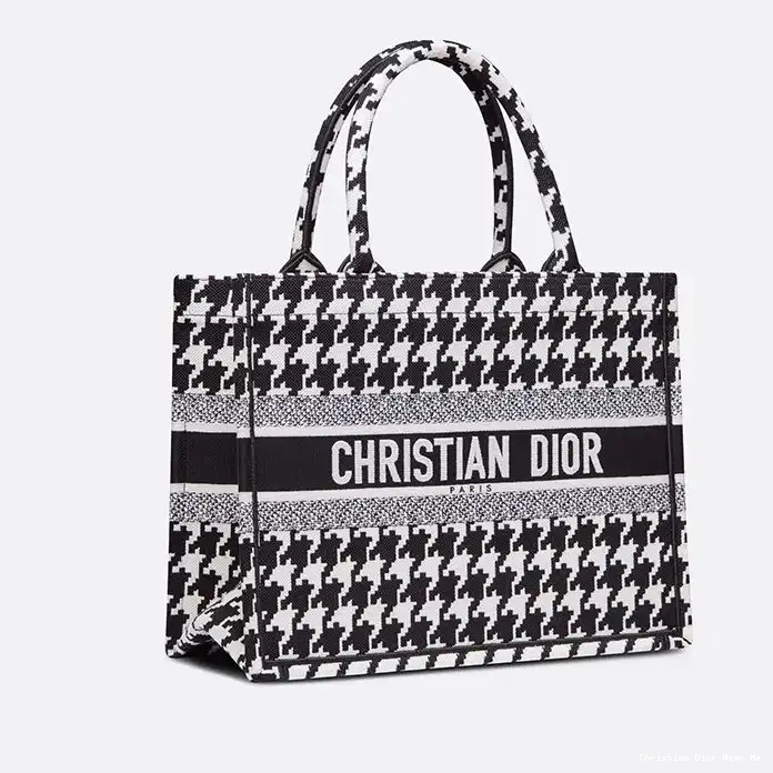 Cheap Cheap Macro Motif Canvas Black Dior Book Tote Houndstooth 0217