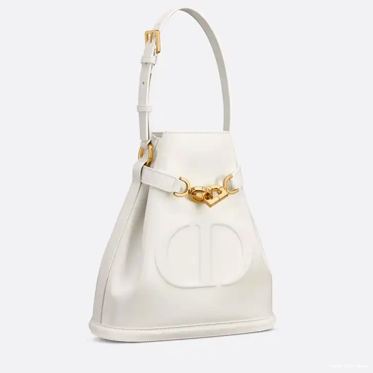 Cheap Cheap White Calfskin Dior Bag CD-Embossed C'est Medium 0218