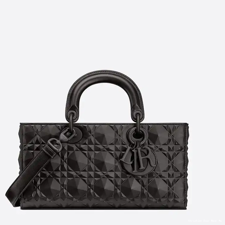 Cheap Cheap D-Joy Cannage Calfskin Ultramatte with Motif Lady Medium Bag Diamond Black 0219