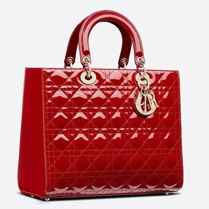 Cheap Cheap Gold Patent Calfskin Large Red Lady Bag Dior Cannage 0223