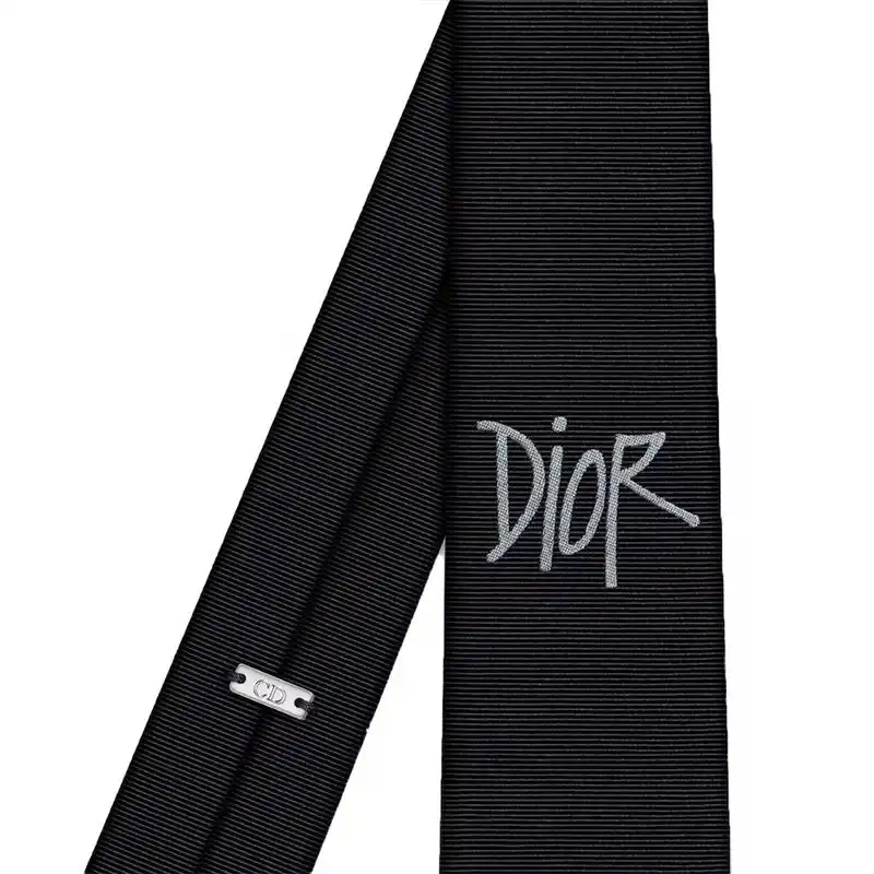 Cheap Cheap Dior Tie Shawn Logo Motif Silk Black 0203