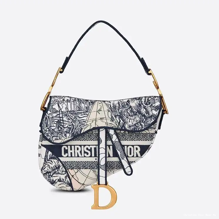 Cheap Cheap Christian the Saddle Motif Dior Around Bag Canvas World Blue 0211