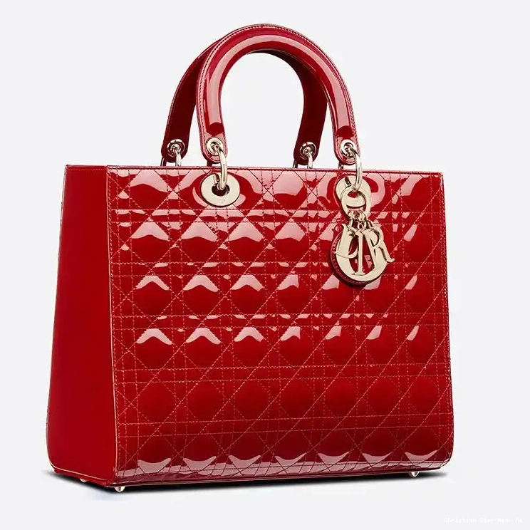 Cheap Cheap Bag Cannage Calfskin Dior Patent Large Lady Red Gold 0222