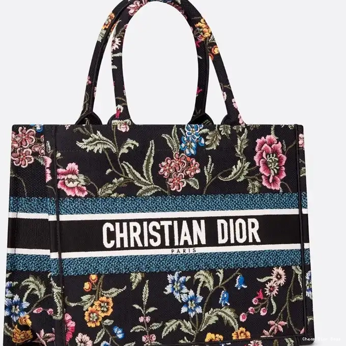 Cheap Cheap Petites Fleurs Motif Tote Black Canvas Dior Book 0220