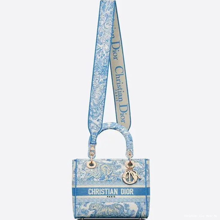 Cheap Cheap Light Toile Blue Bag de Canvas Jouy Lady D-lite Motif Medium 0226