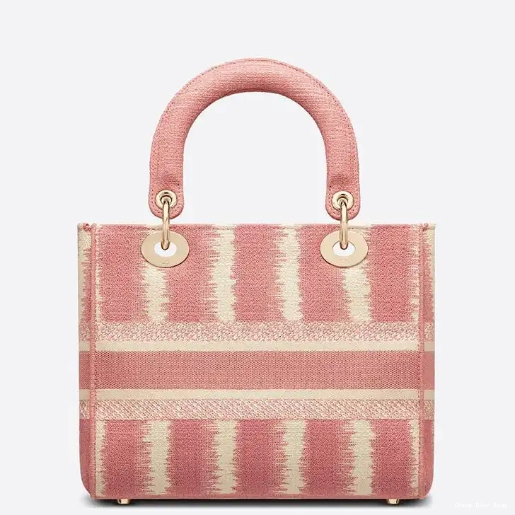 Cheap Cheap Pink D-Stripes Motif Bag Lady Medium Canvas D-lite 0210