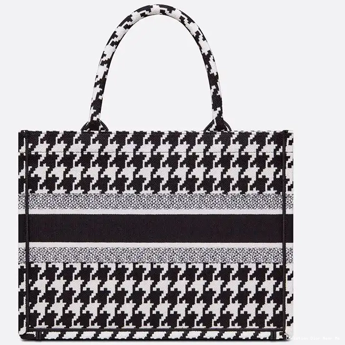 Cheap Cheap Macro Motif Canvas Black Dior Book Tote Houndstooth 0217